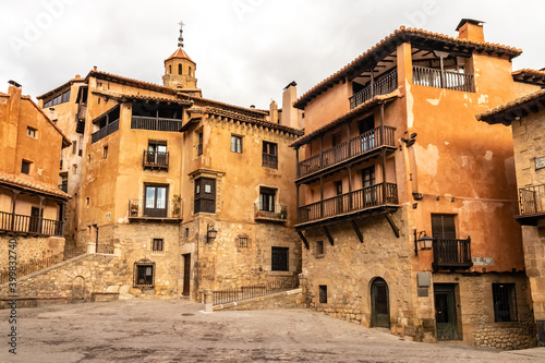 Medieval town of Albarracín in Spain, stone houses, walls, churches and narrow streets. 