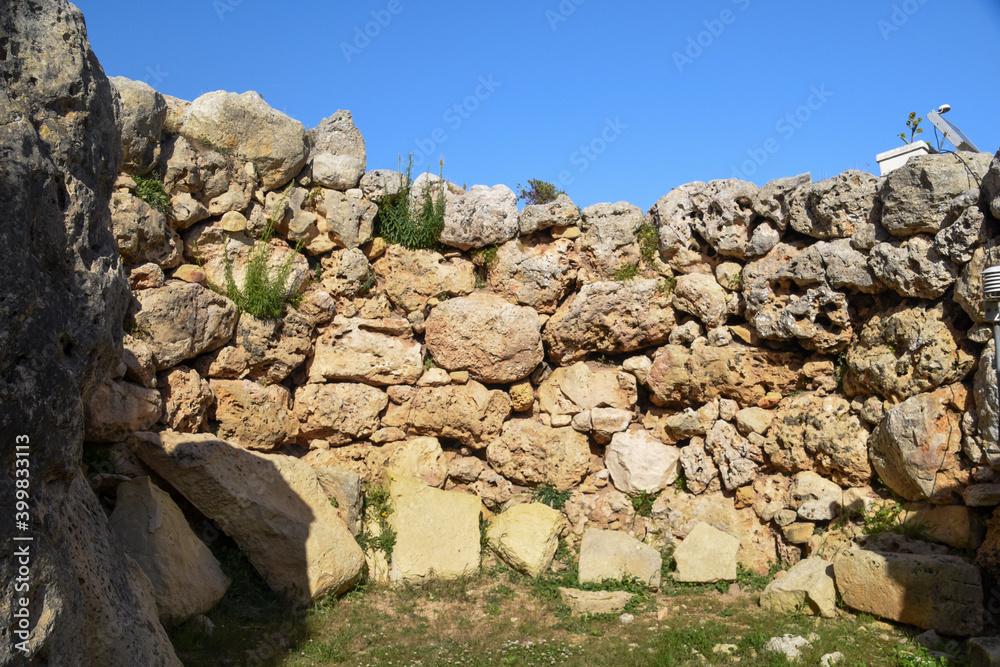 Ġgantija - megalithic temple complex from the Neolithic on island of Gozo in Malta