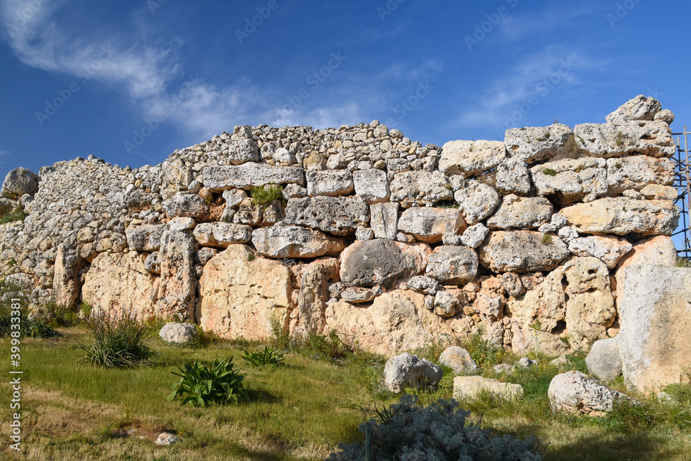 Ġgantija - megalithic temple complex from the Neolithic on island of Gozo in Malta