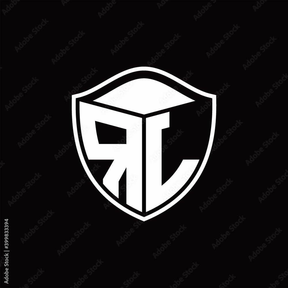 RL Logo monogram shield shape with outline rounded design template RL Logo monogram shield shape with outline rounded design template
