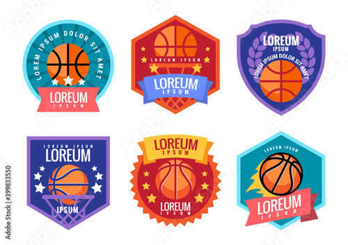 Basketball comand emblem. Illustration in flat style. Vector photo