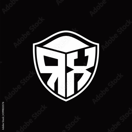 Free Download RX Logo monogram shield shape with outline rounded design template - GFXLoad