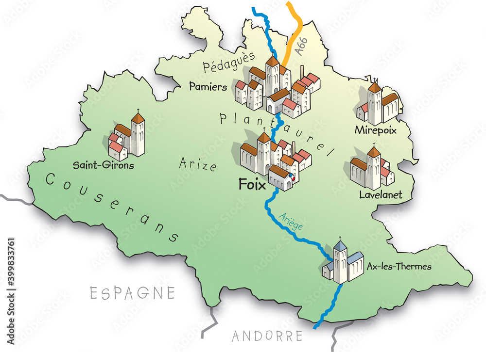 Obraz premium 09 Carte du département de l'Ariège