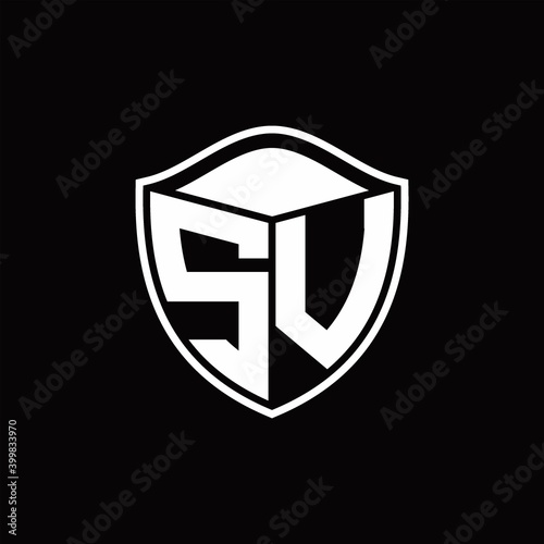 Free Download SU Logo monogram shield shape with outline rounded design template - GFXLoad