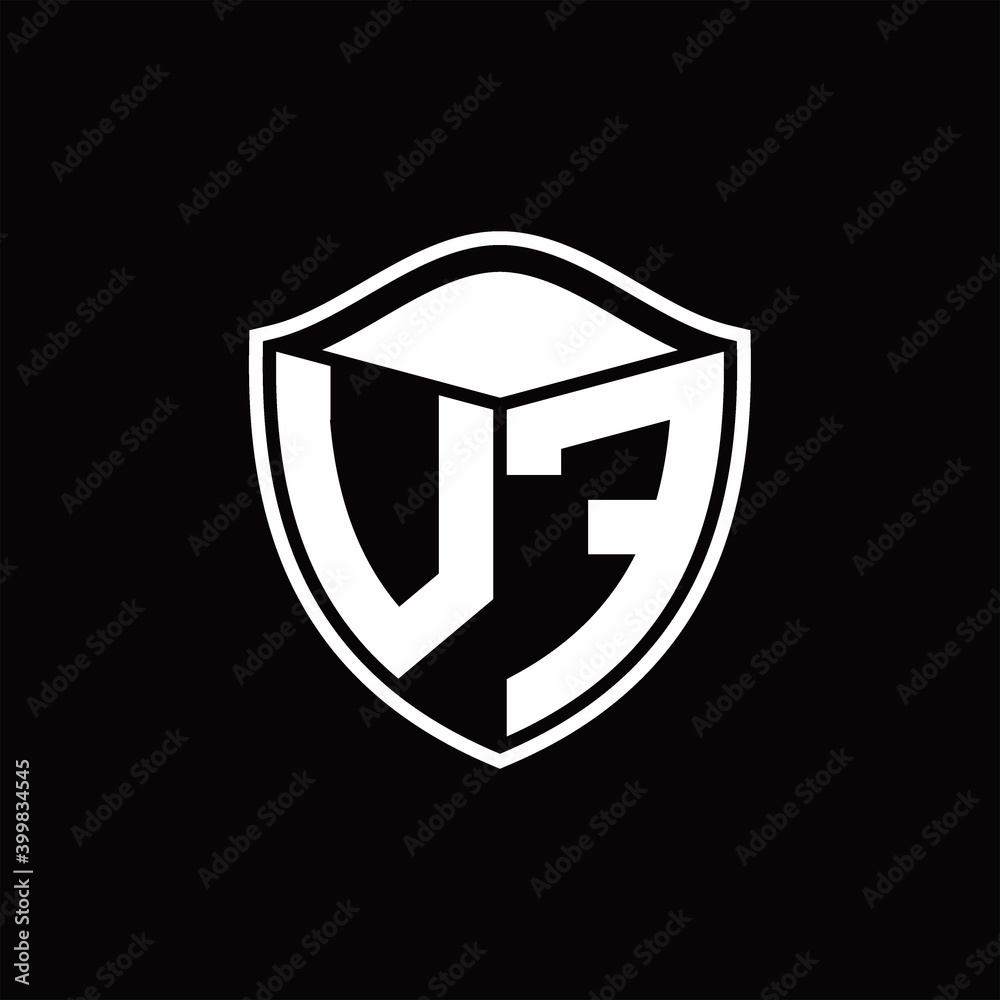 UF Logo monogram shield shape with outline rounded design template UF Logo monogram shield shape with outline rounded design template