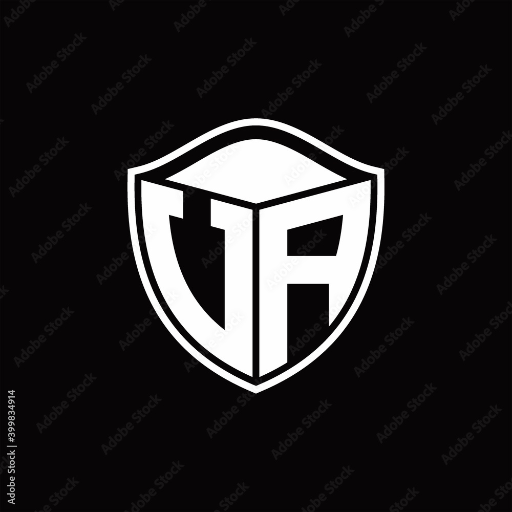 VA Logo monogram shield shape with outline rounded design template VA Logo monogram shield shape with outline rounded design template
