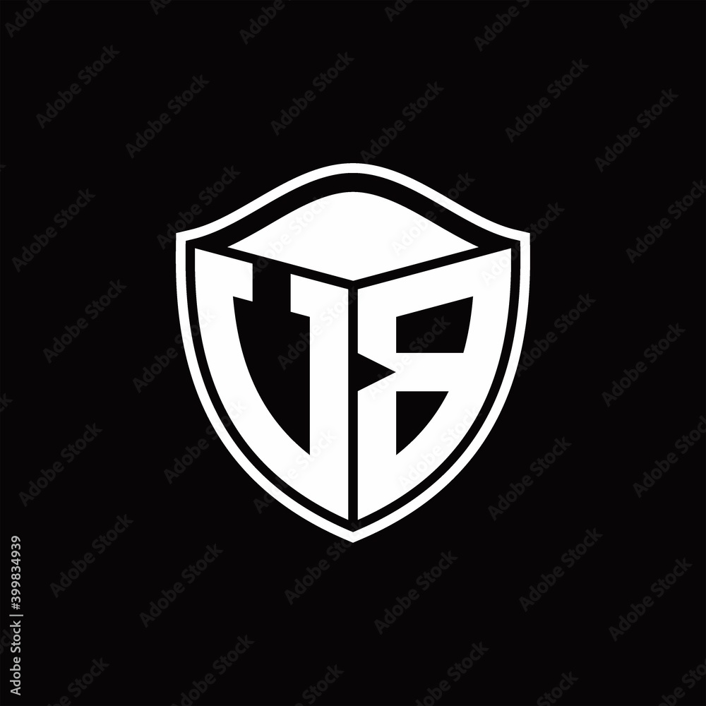 VB Logo monogram shield shape with outline rounded design template VB Logo monogram shield shape with outline rounded design template