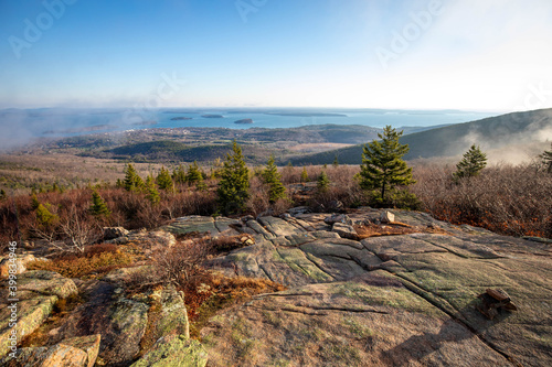 Fotografering Scenic sunrise at the top of Cadillac mountain Acadia National park