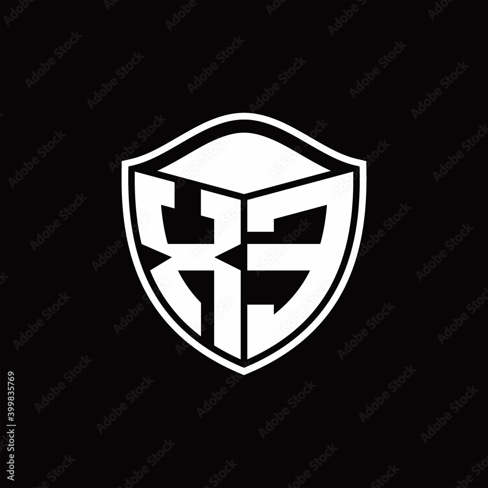 XE Logo monogram shield shape with outline rounded design template XE Logo monogram shield shape with outline rounded design template