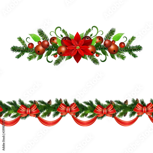 Christmas Holly brunches decoration vector © bastinda18