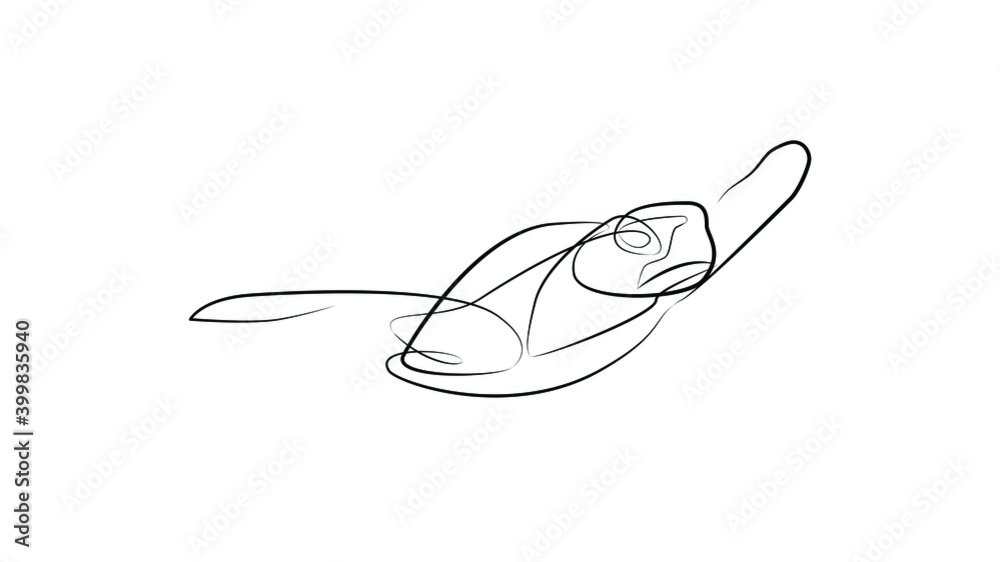 Sea turtle in one line. Black line vector illustration on white background Sea turtle in one line. Black line vector illustration on white background