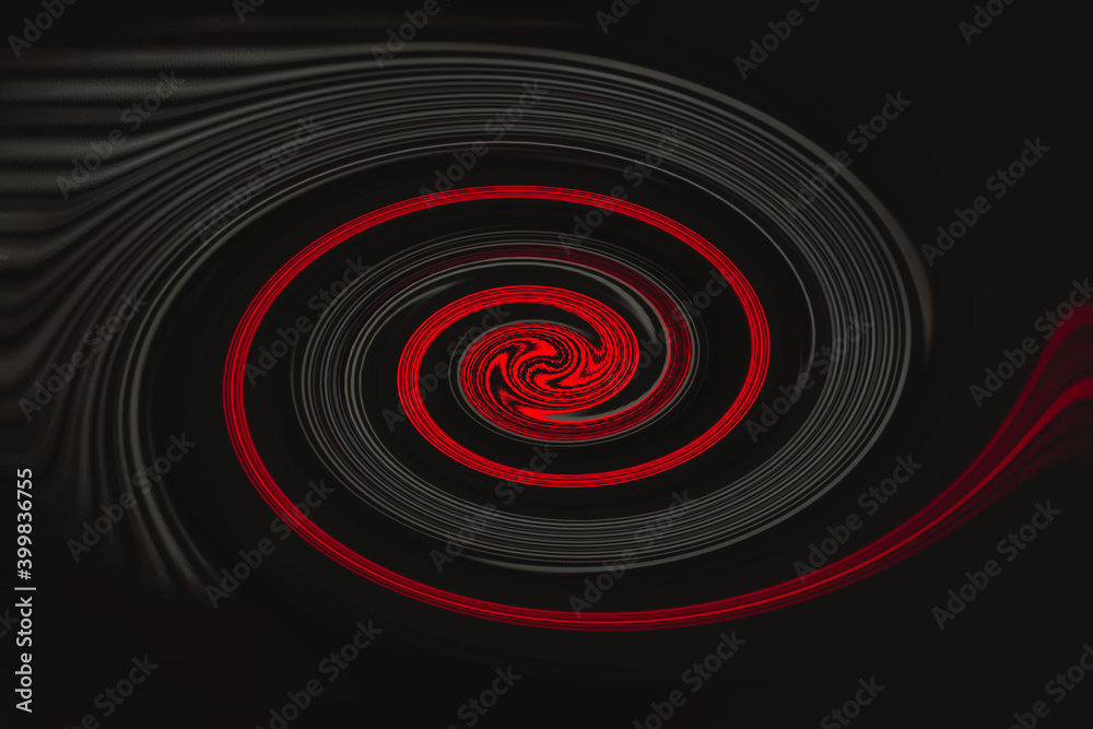 Fototapeta premium Abstract red and gray swirls on a black background