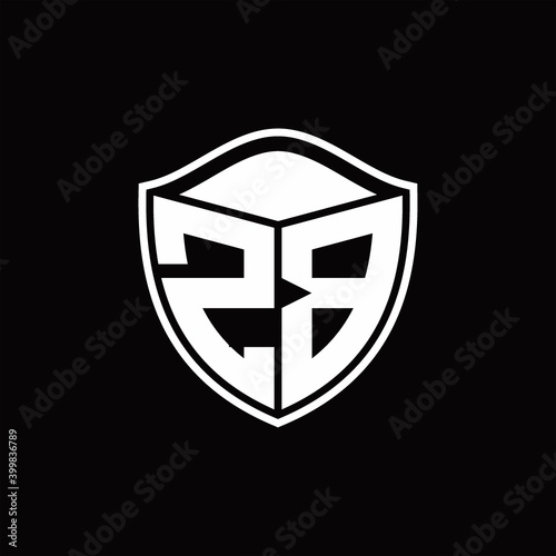 Free Download ZB Logo monogram shield shape with outline rounded design template - GFXLoad