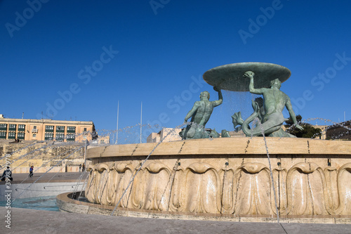 Valletta, Malta: Triton Fountain, a symbol of the city photo