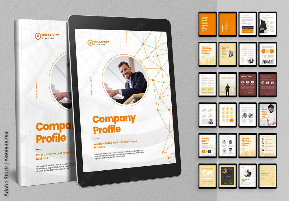 Digital Company Profile Brochure Layout with Abstract Connections Poly Line  Elements Stock Template | Adobe Stock