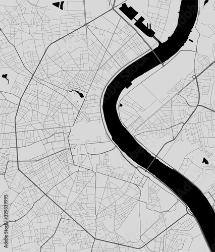 Urban city map of Bordeaux. Vector poster. Grayscale street map.