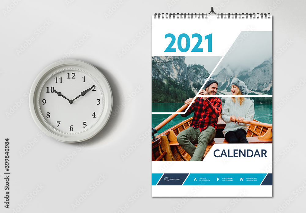 2021 Wall Calendar Layout Stock Template | Adobe Stock