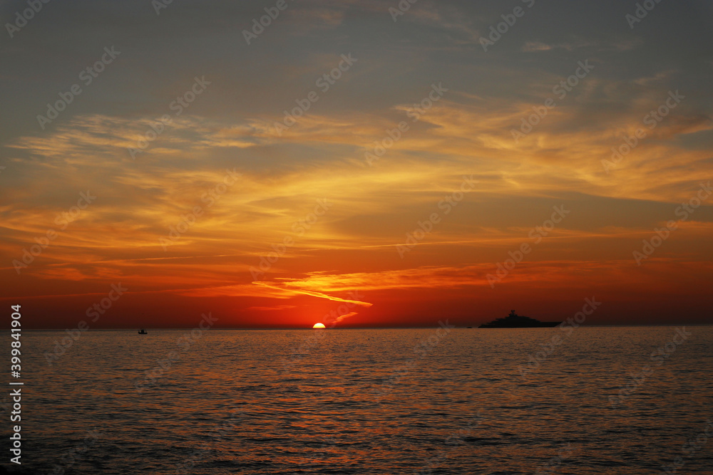 Fantastic sunrise over the sea. Sunset and sunrise collection. Fantastic sunrise over the sea. Sunset and sunrise collection.