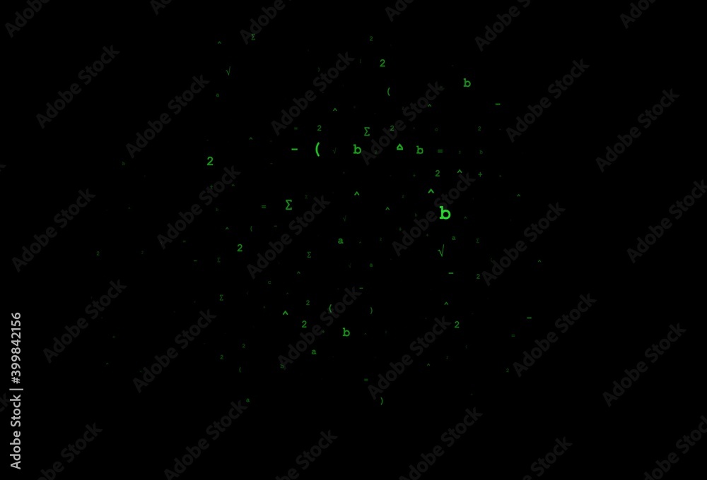 Dark Green vector template with math simbols. Dark Green vector template with math simbols.