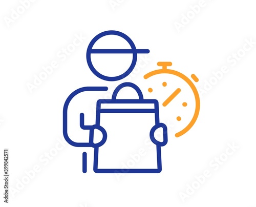 Delivery man line icon. Express courier sign. Order delivery symbol. Quality design element. Line style delivery man icon. Editable stroke. Vector