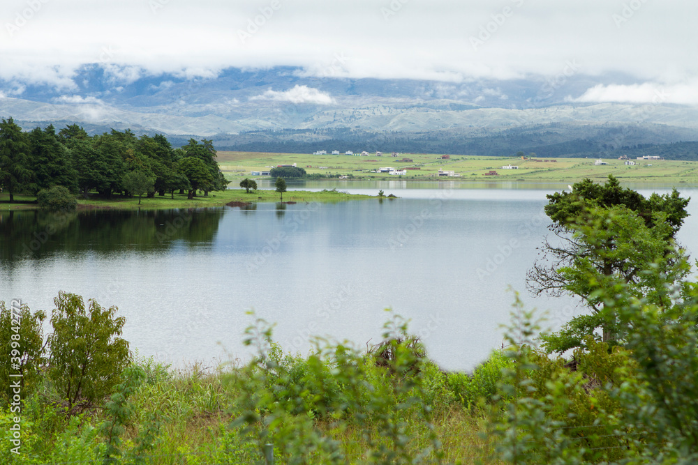 landscape with lake and mountains