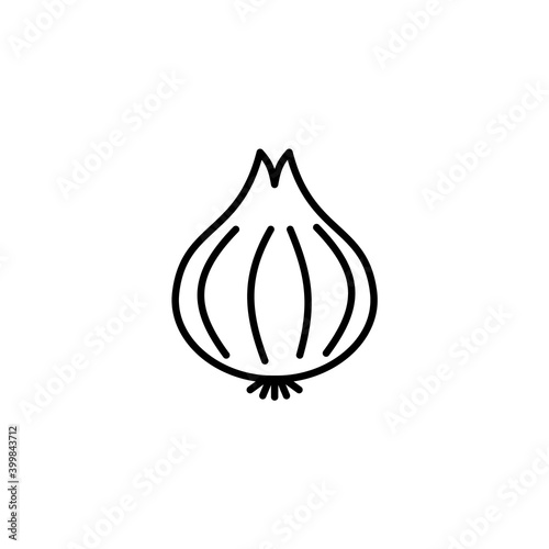 Outline, simple vector onion vegetable icon isolated on white background.