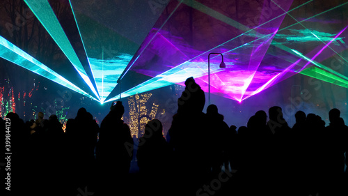 Quadro su tela Night laser show with audience