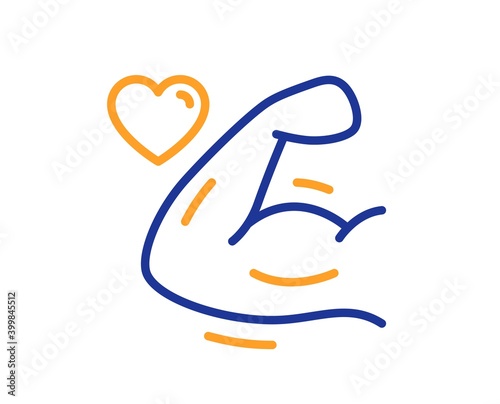 Strong arm line icon. Strength muscle sign. Gym fit training symbol. Quality design element. Line style strong arm icon. Editable stroke. Vector