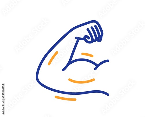 Strong arm line icon. Strength muscle sign. Gym fit training symbol. Quality design element. Line style strong arm icon. Editable stroke. Vector