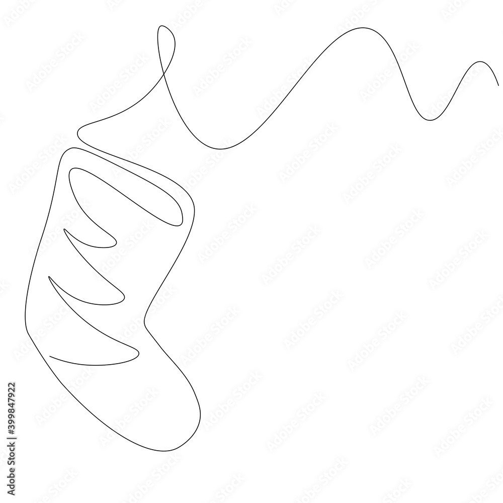 Fototapeta premium Christmas stocking drawing on white background, vector illustration