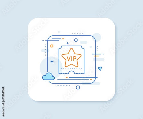 Vip ticket line icon. Abstract square vector button. Very important person sign. Member club privilege symbol. Vip ticket line icon. Quality concept badge. Vector