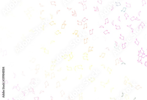 Light Pink  Yellow vector template with musical symbols.