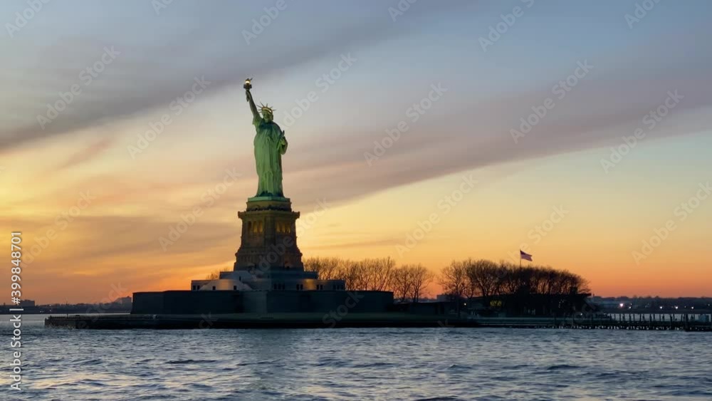 Statue of Liberty in the beautiful golden sunset light, USA Statue of Liberty in the beautiful golden sunset light, USA