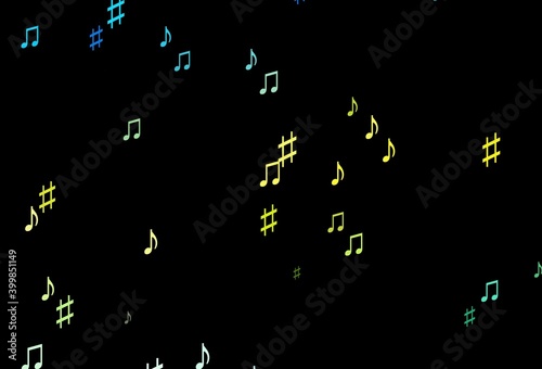 Wallpaper Mural Dark Blue, Yellow vector pattern with music elements. Torontodigital.ca