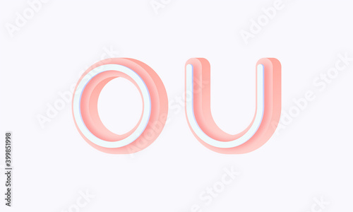 3D isometric premade logo rounded kids store circle monogram alphabet characters