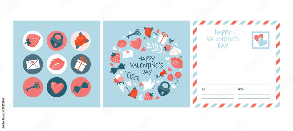 Valentine's day stickers  card