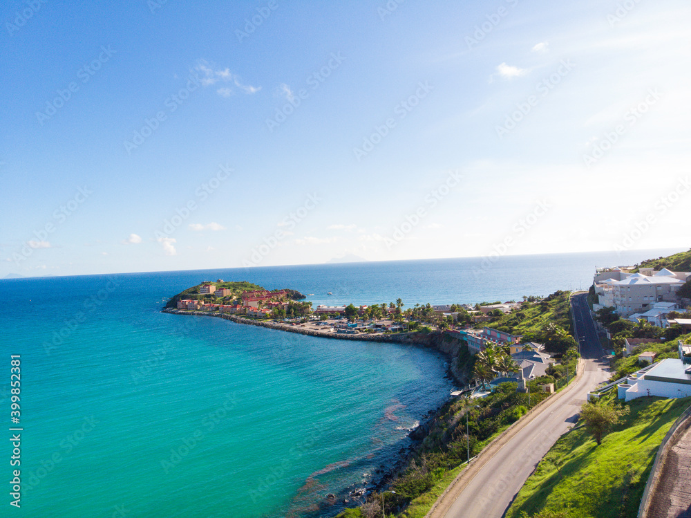 Scenic view of the caribbean island of St.Maarten. The island of Dutch Sint Maaarten. Scenic view of the caribbean island of St.Maarten. The island of Dutch Sint Maaarten.
