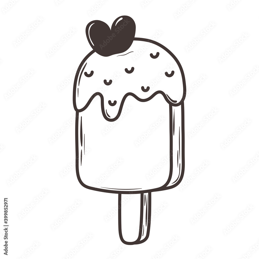 ice cream in stick love romantic heart doodle icon design ice cream in stick love romantic heart doodle icon design