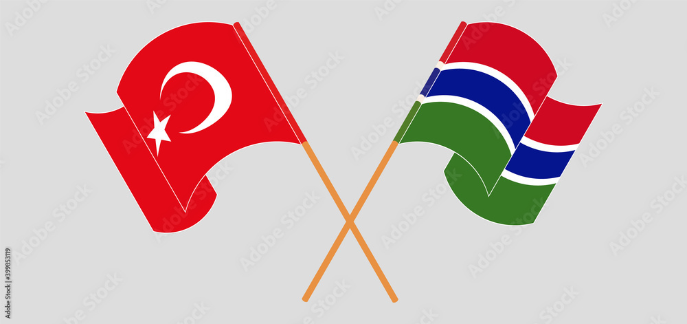 Crossed flags of Turkey and the Gambia Crossed flags of Turkey and the Gambia