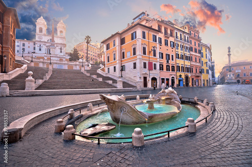 Spanish steps famous landmark of Rome morning view