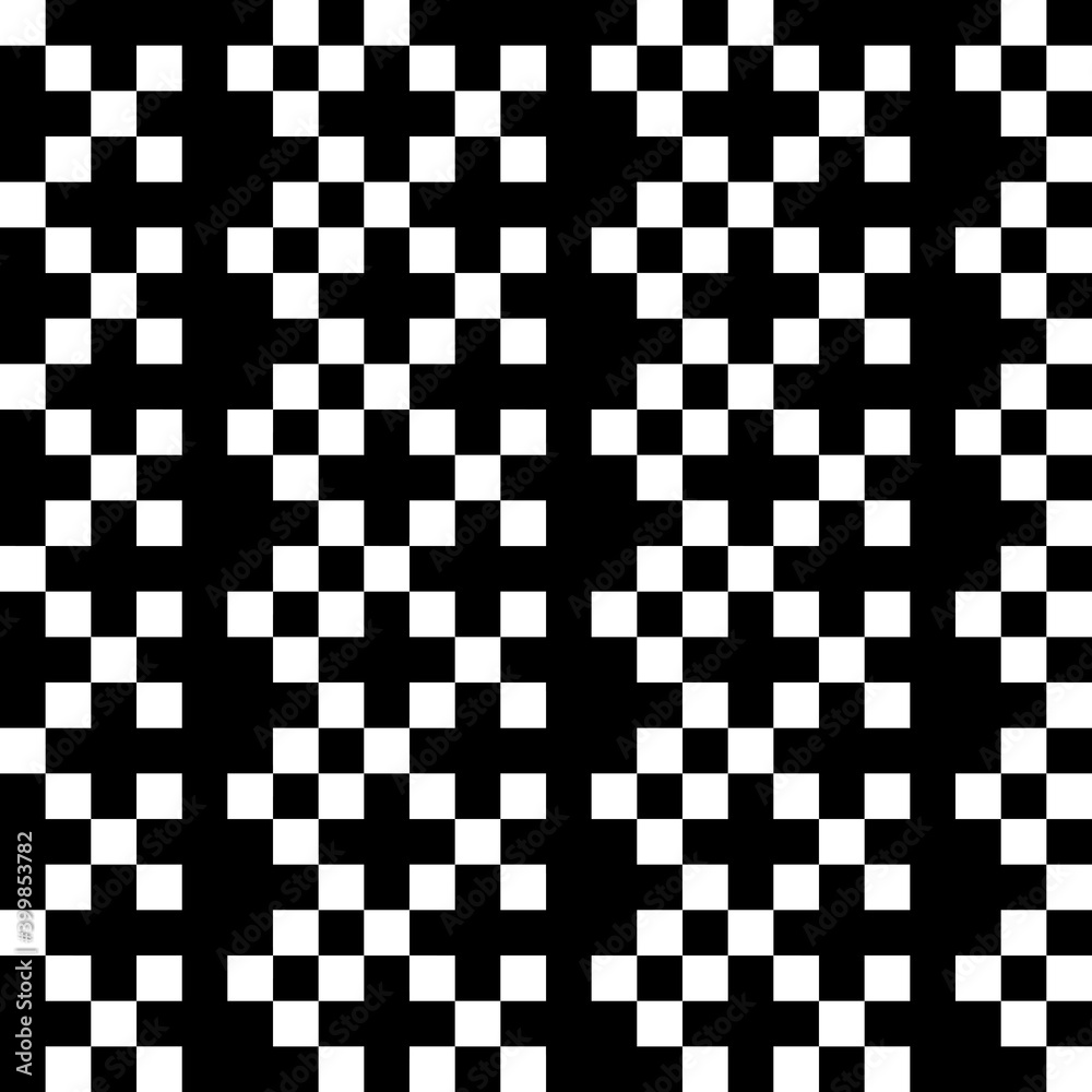 Fototapeta premium Tiles wallpaper. Seamless pattern. Checks ornament. Squares illustration. Ethnic motif. Shapes backdrop. Forms background. Digital paper, textile print, abstract