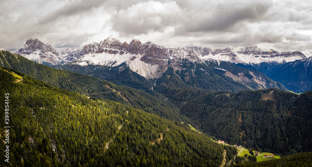 Fototapeta premium view on dolomites mountains on a cloudy day