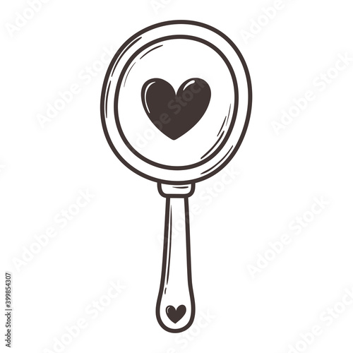 love mirror accessory romantic heart doodle icon design