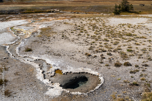 Interesting mineral hot spring formation in Yellowstone National Park