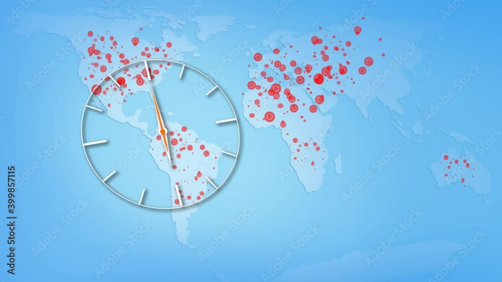 Running Out of Time Covid World Map 4K Loop features a world map with ...