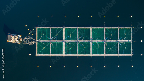 Canvas Print Salmon fish farm. Bergen, Norway.