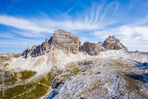 фотографія aerial view on monte paterno in the dolomites