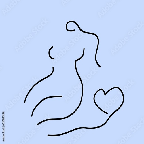 female shape line illustration logo design drawing