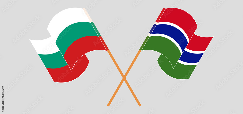 Crossed and waving flags of Bulgaria and the Gambia Crossed and waving flags of Bulgaria and the Gambia