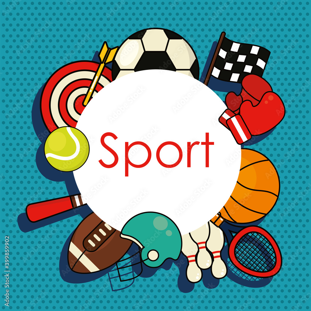 Fotografie sport seal stamp with icon set vector design